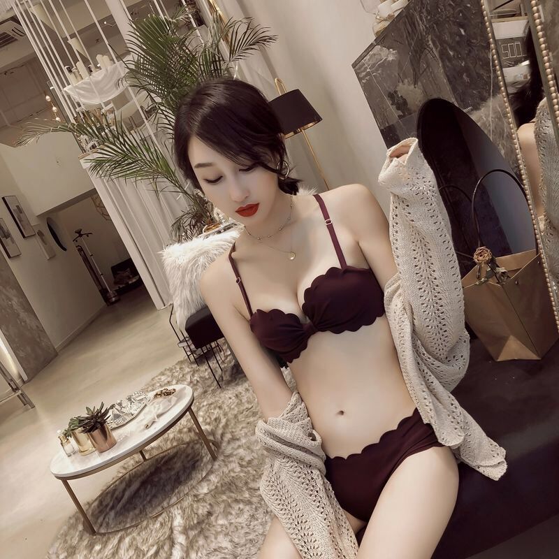 Suit / one piece sexy back thickened gathered underwear women students no steel ring no trace adjustment bra set