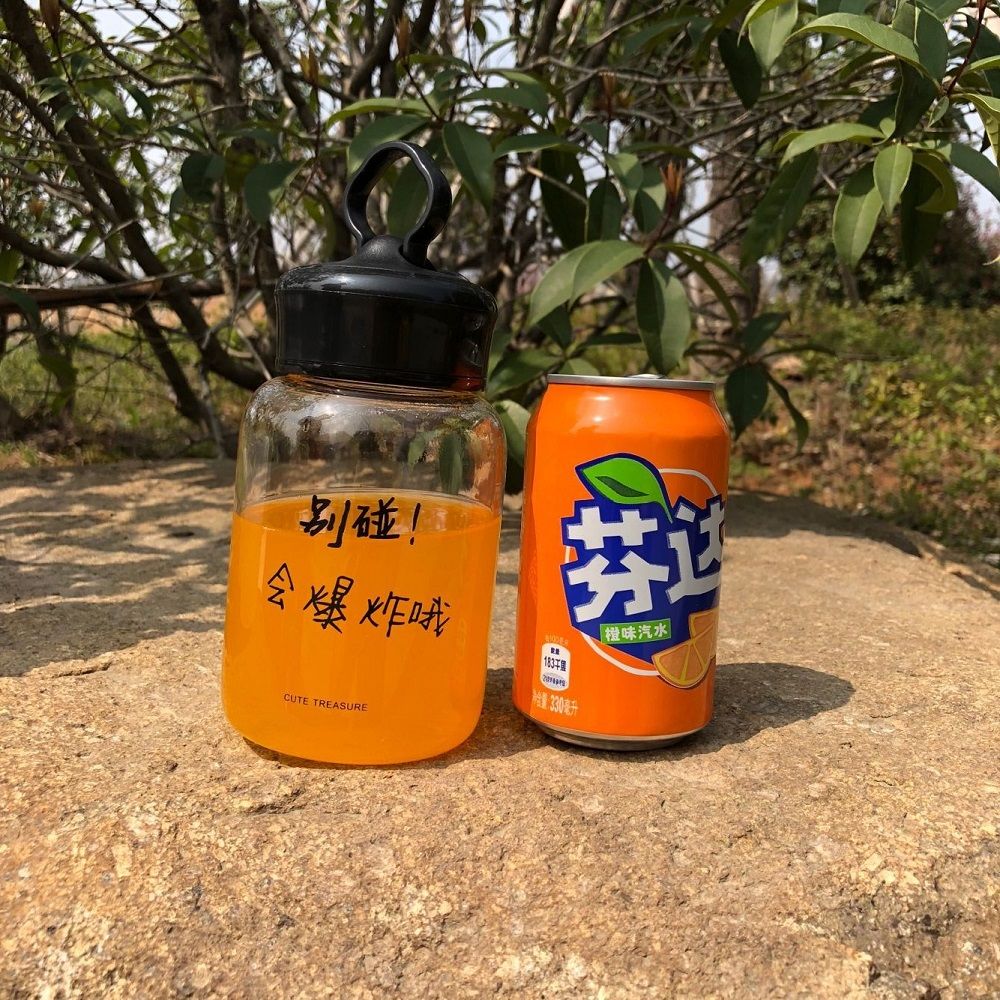 韩版便携玻璃杯子学生水杯女男个性磨砂原宿支架创意茶杯可爱水瓶