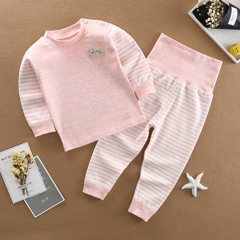 Children's underwear pure cotton autumn clothes long johns female treasure high waist belly protection suit baby spring and autumn pajamas boys warm base