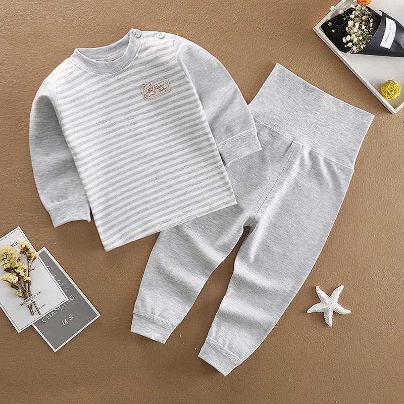 Children's underwear pure cotton autumn clothes long johns female treasure high waist belly protection suit baby spring and autumn pajamas boys warm base