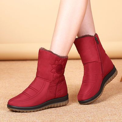 柔软魔术秋季真皮中老年女鞋防滑单鞋