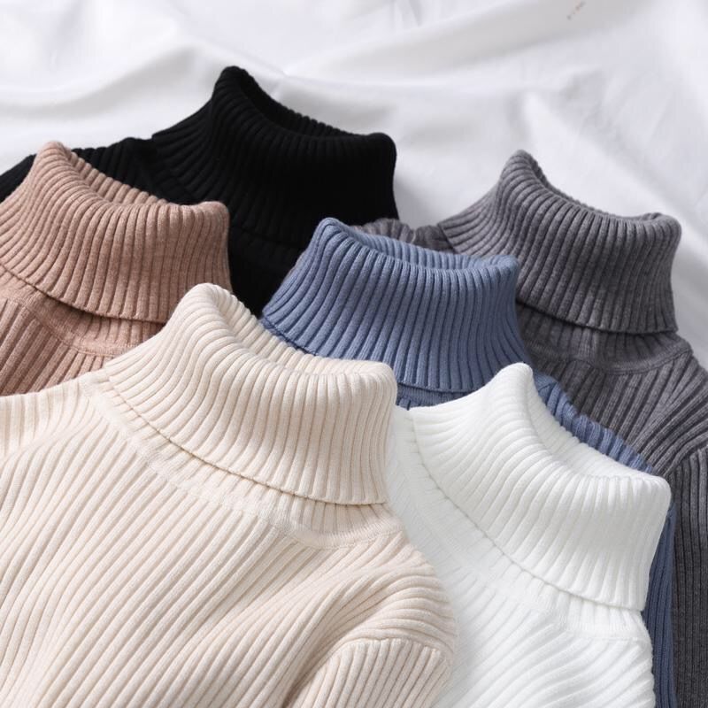 High collar sweater bottoming women's slim and thickened T-Shirt NEW solid color Pullover short student top fall / winter 2020