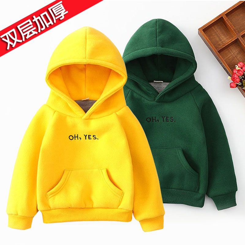 Spring and autumn winter children's Plush sweater men and women's warm top new Hooded Baby embroidery coat