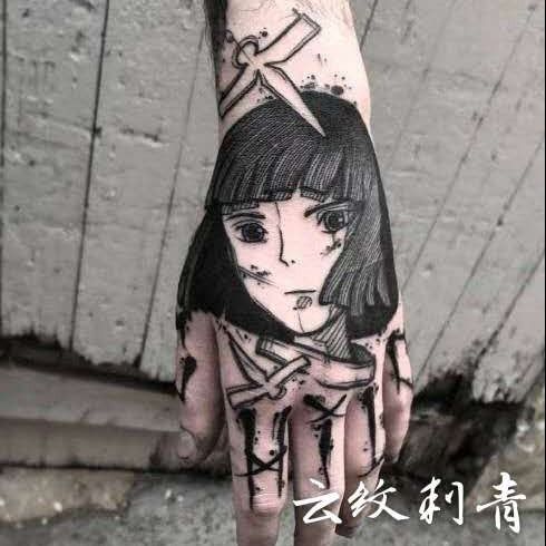纹身贴防水男女持久宫崎骏漫画人物手背手指【一份两张】