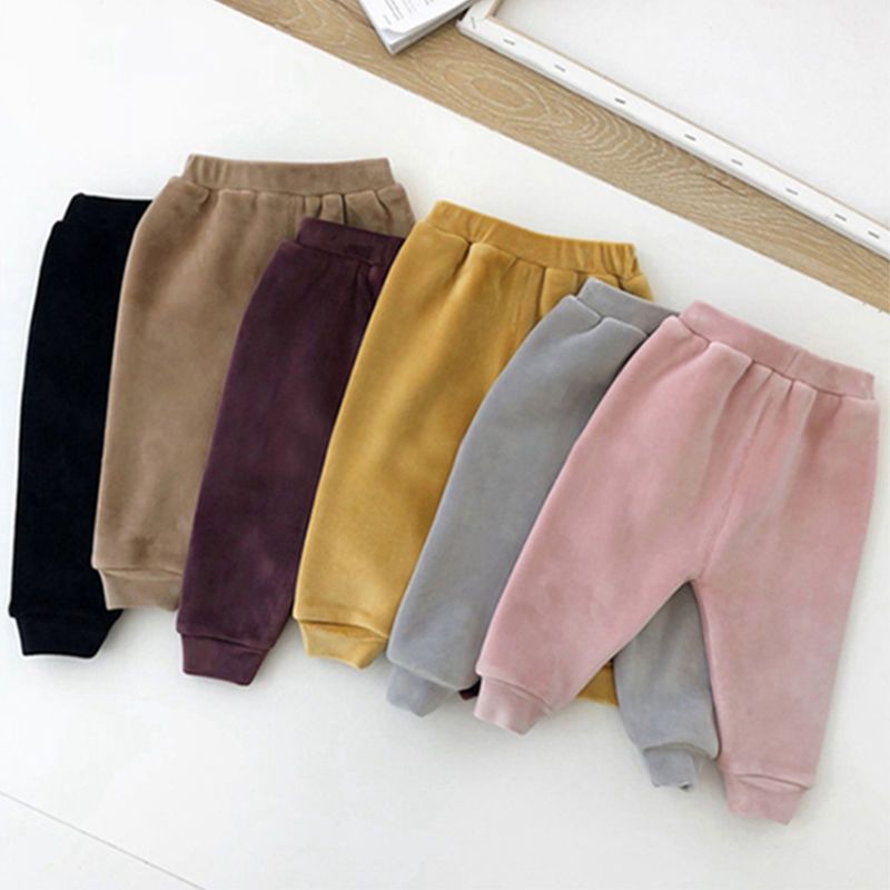 Baby's Leggings with fleece thickening children's autumn and winter clothes girls' island fleece belly protectors wear big PP warm pants