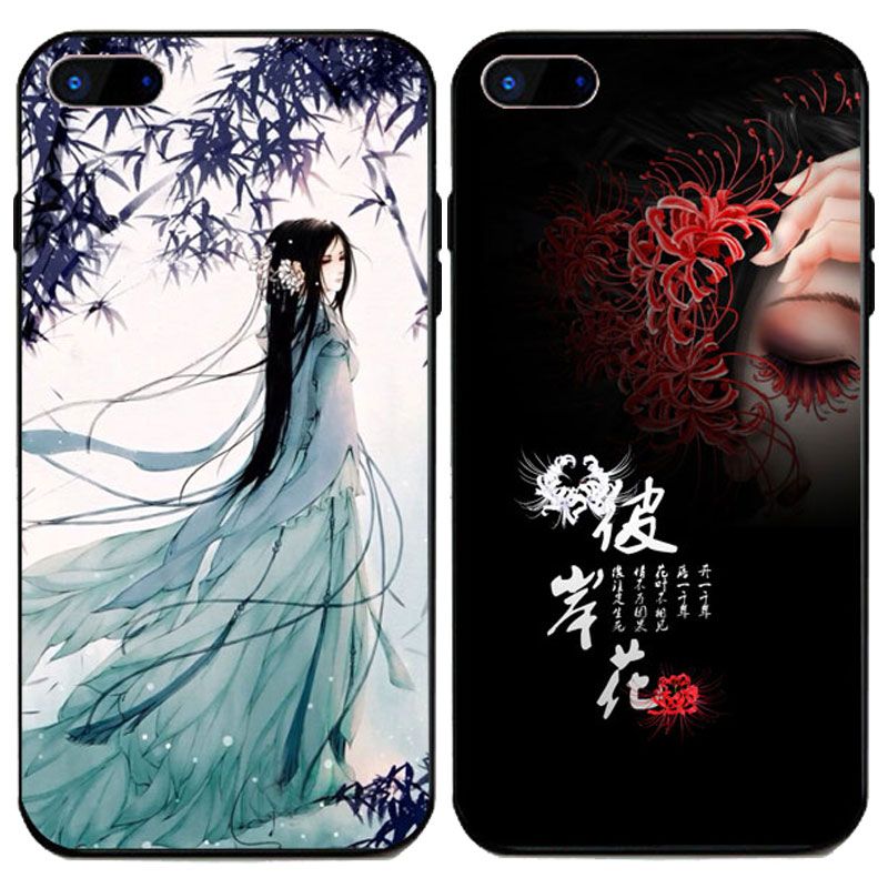 彼岸花古风手机壳iphone8软磨砂x/xr/xs中国风苹果6/6s/5/7plus套