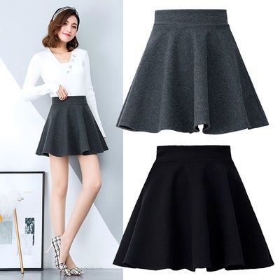 毛呢短裙超火的裙子百褶裙伞裙半身裙女秋冬2018新款-拼多多优惠券