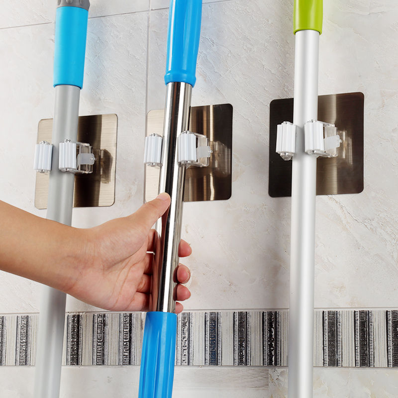 Mop rack, broom holder buckle, strong load-bearing, traceless, hole free nail, mop clip, toilet wall hanger, adhesive hook