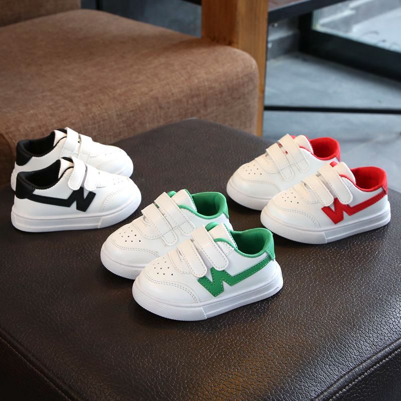 Spring and autumn new boys and girls soft soled walking shoes baby shoes antiskid baby shoes 1-5 years old children's small white shoes