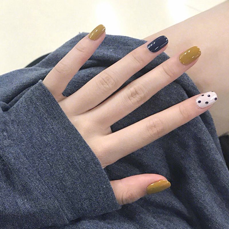 2020 new modern retro mustard yellow Morandi color nail polish ginger dark blue Yanxi nail enhancement strategy