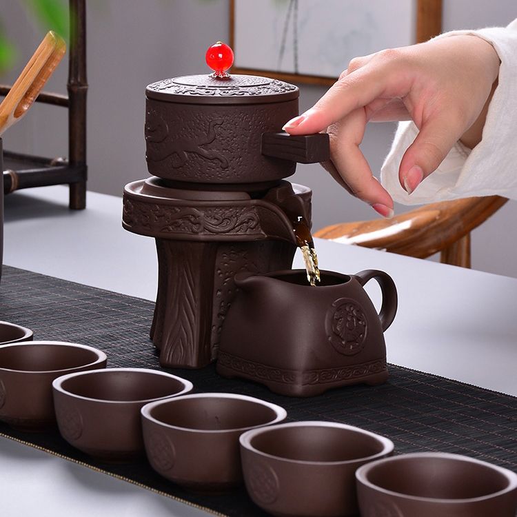 懒人紫砂半全自动功夫茶具套装带茶盘茶壶家用过滤石磨泡茶器整套
