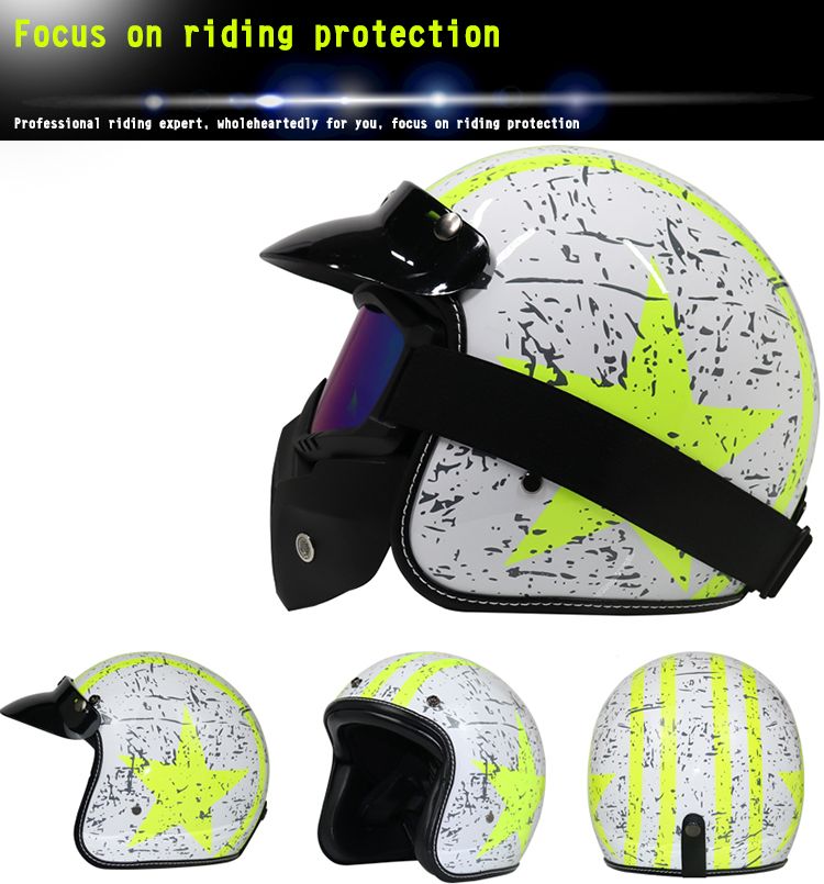 騎行護具 VOSS摩托車頭盔男復古哈雷頭盔安全帽頭盔3/4半盔送帽檐