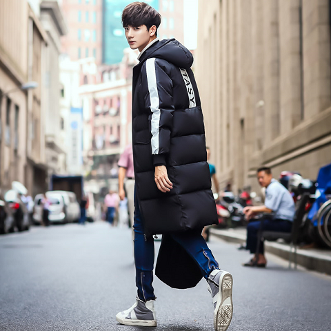 冬季男士中长款加厚棉袄青少年学生潮流情侣韩版修身冬装棉衣外套