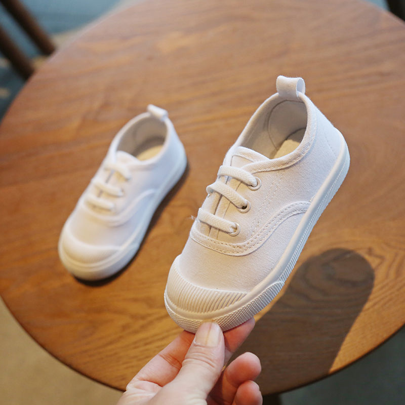 Spring and autumn new children's canvas shoes boys and girls casual shoes campus small white shoes Soft Sole Baby Shoes board shoes children's shoes trend
