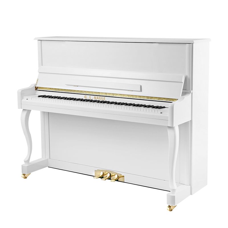 纳格尔白色优雅立式钢琴88键亮光初学成人家用首选钢琴