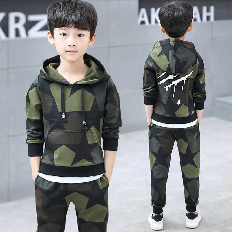 Boys' Autumn suit 2020 new spring children's camouflage sportswear two piece set of Korean fashion