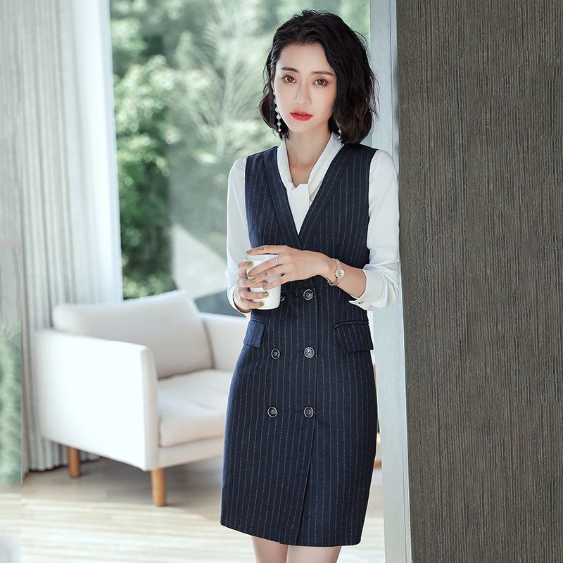 職業連衣裙2023新款女裝春夏時尚氣質正裝名媛小香風ol條紋職場裙