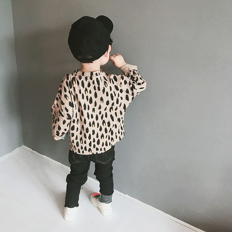 Baby leopard T-shirt spring 2020 new fashion children's boy's shirt children's long sleeve T-shirt