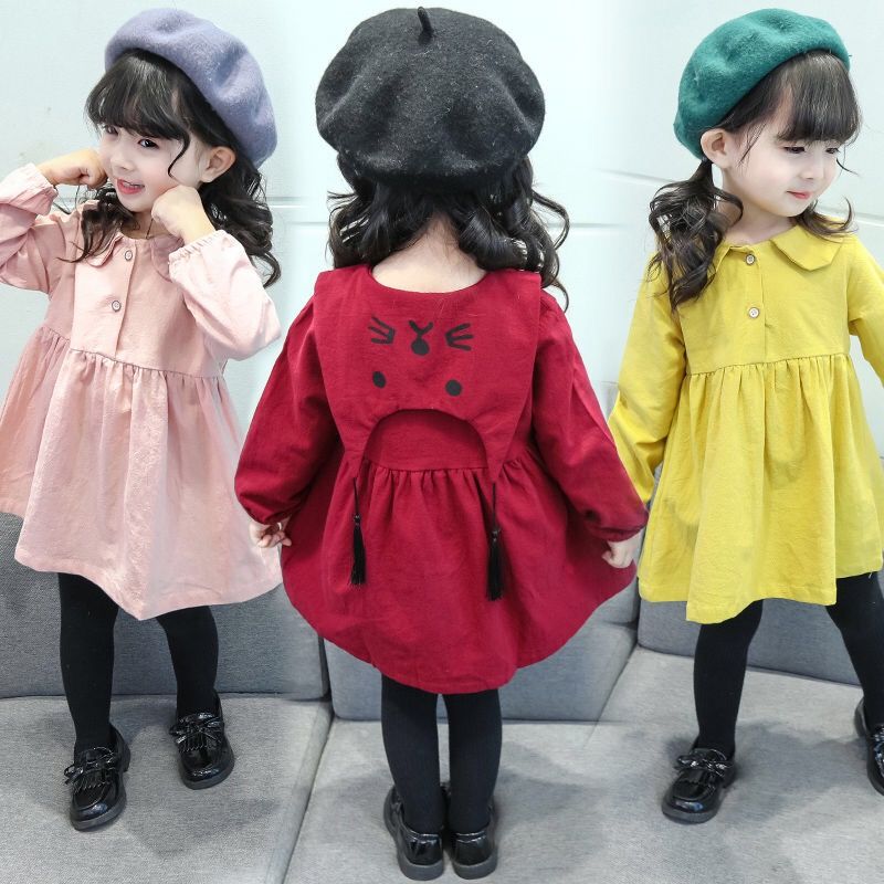 95 cotton girl 2019 new foreign style autumn dress princess dress baby spring Korean dress 3-6 years old 5