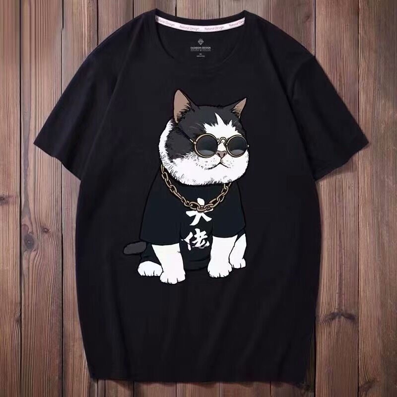 Summer short sleeve T-shirt for men's society new round neck loose Korean version trend plus size for students