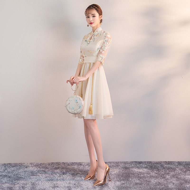 Improved cheongsam dress short style 2020 summer new student graduation season girl Chinese style dress looks thin