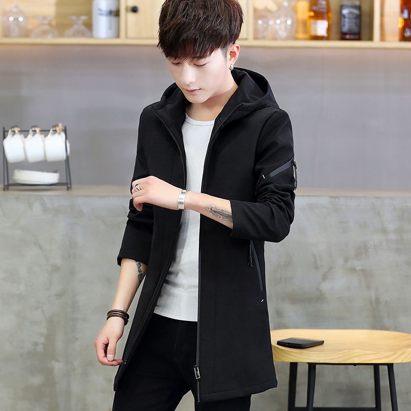 Spring and autumn Korean fashion long men's jacket slim youth student windbreaker coat man