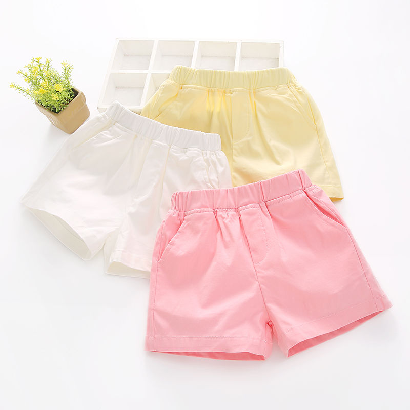 Girls' shorts summer children's solid color casual pants middle and large children's sports pants girls' Korean children's hot pants