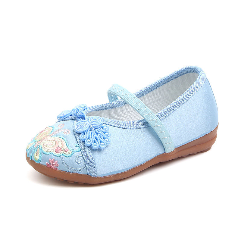 Girls' cloth shoes children's hand embroidered shoes ox tendon bottom embroidered children's shoes retro small cloth shoes girls' baby Hanfu shoes