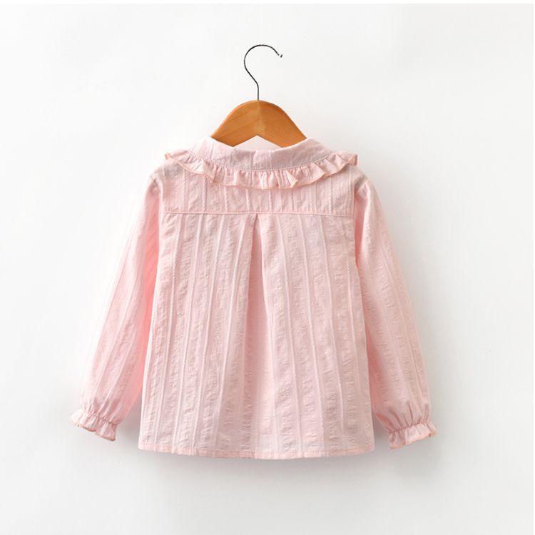 Girls' cotton shirt spring and autumn children's clothing children's embroidered shirt middle and small children's Korean version of the girl's treasure long-sleeved top