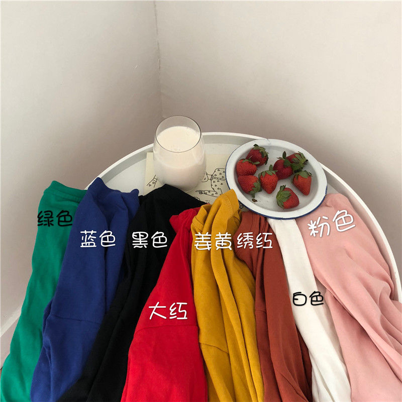 2020 summer new ins Korean version simple solid color versatile student short sleeve T-shirt women's loose top bottoming trend