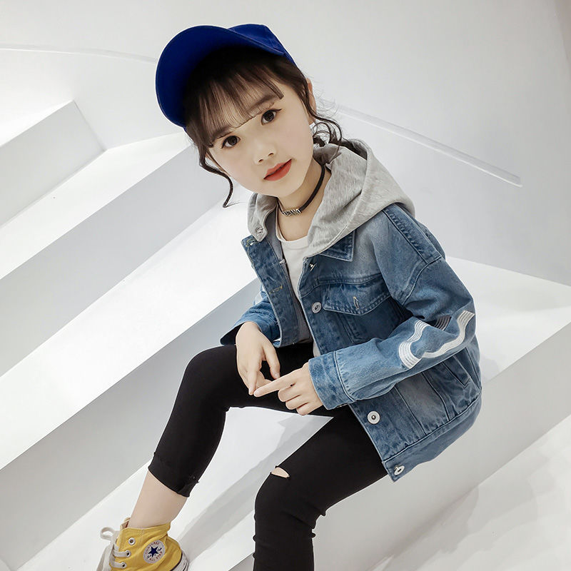 女童牛仔外套春秋裝2021新款韓版兒童裝小女孩洋氣中大童時髦上衣