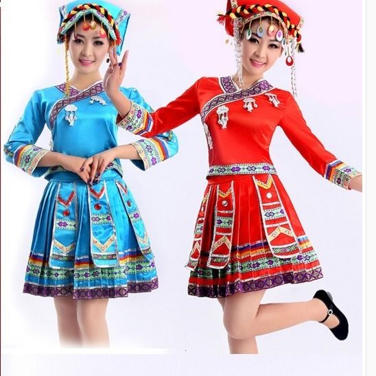 土家族彝族舞台服装苗族少数民族服装女装壮族瑶族演出服秧歌服饰