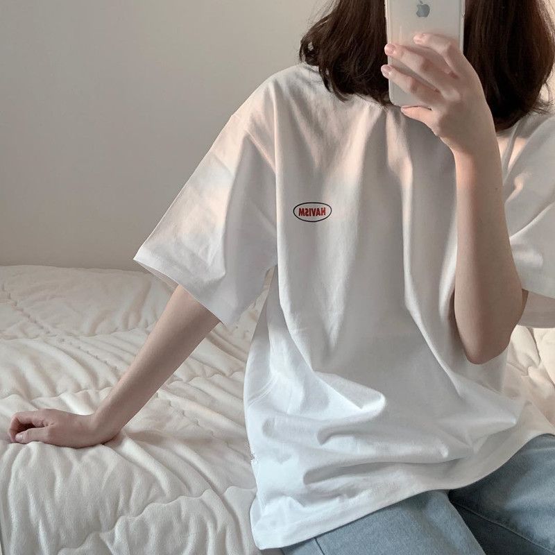 2020 new short sleeve T-shirt for female students Korean version loose original night style