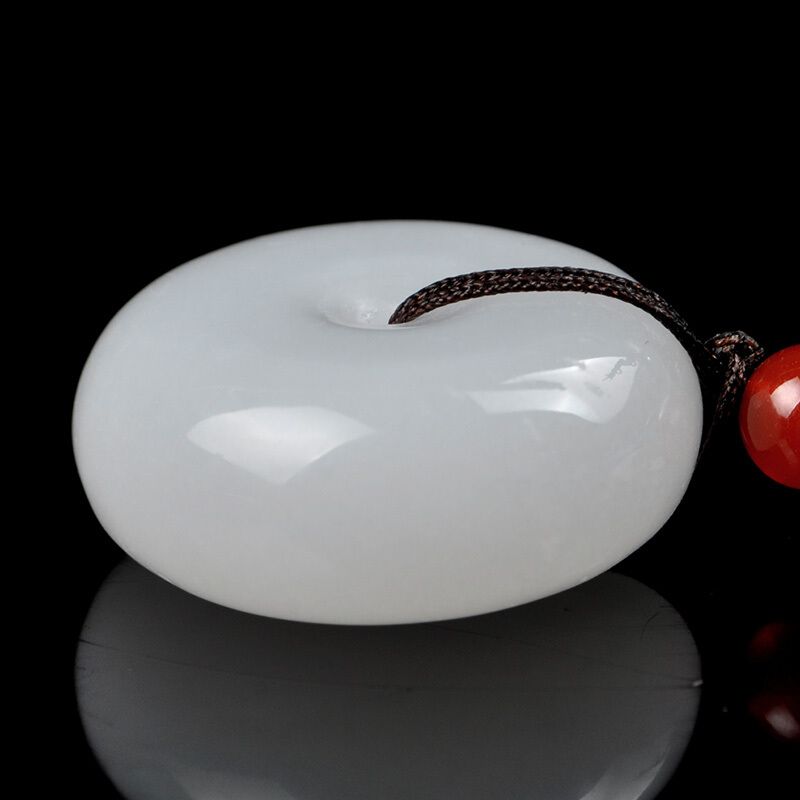 开光天然新疆昆仑子白玉石平安扣情侣吊坠男女挂件礼物项链儿童