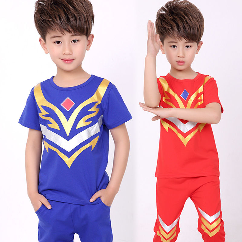 Children's wear men's summer wear children's suit boys' Ultraman clothes boys cartoon short sleeve thin two piece set