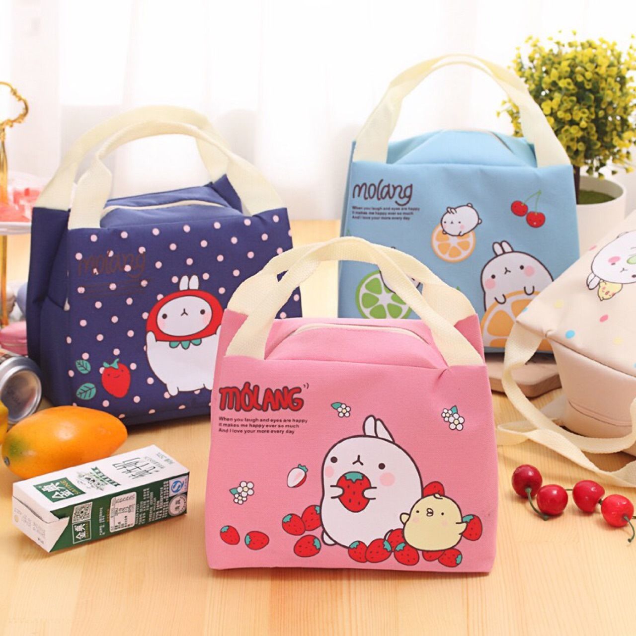 Lunch box bag portable lunch aluminum foil thickened hand-carry lunch bag lunch box bag students go out canvas insulation bag