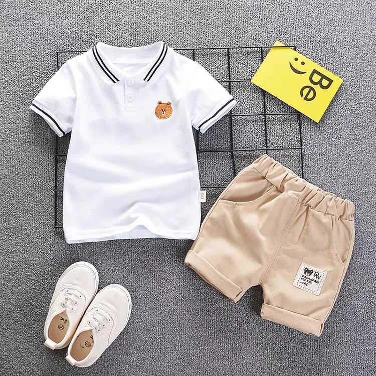 Children's Polo Shirt Short Sleeve set 1-3 years old children's cotton Lapel T-Shirt Baby cool summer two piece set