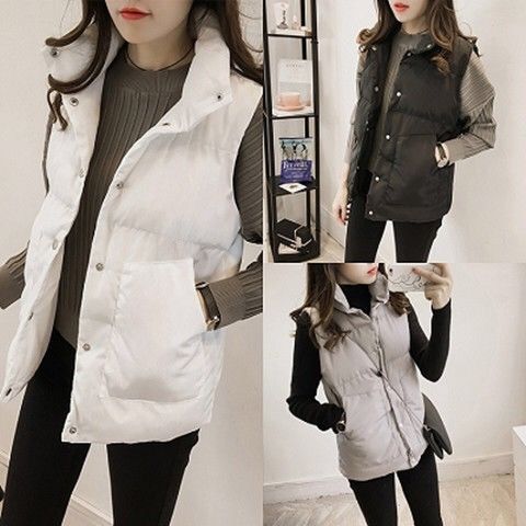 Loose cotton vest women's autumn and winter short student's Korean version versatile shoulder vest thickened jacket jacket