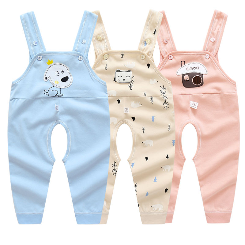 Boys and girls' pants open crotch baby braces autumn pants children's long pants spring clothes belly care pants