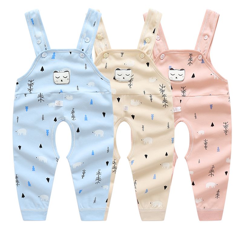 Boys and girls' pants open crotch baby braces autumn pants children's long pants spring clothes belly care pants