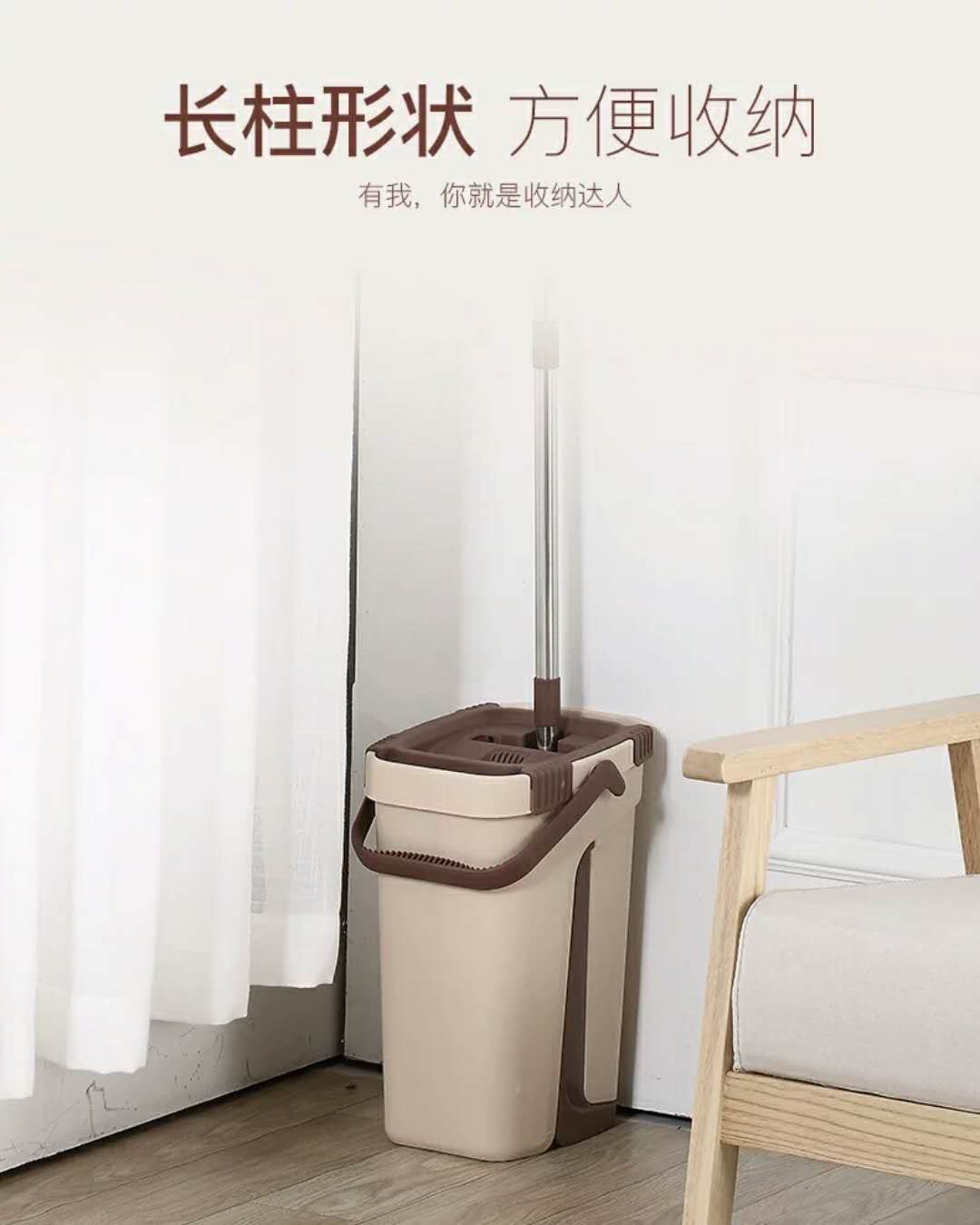 【加厚加大/质保5年】拖把旋转家用好神拖懒人墩布免手洗拖把桶