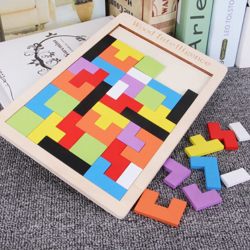 俄罗斯方块拼图积木儿童早教益智开发男女孩玩具七巧板一年级下册