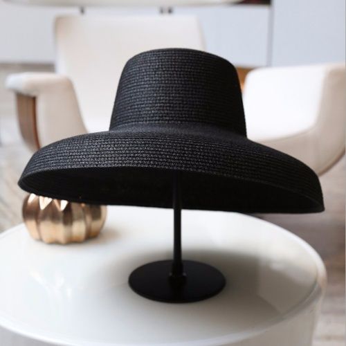 法式复古优雅气质赫本帽子女夏大沿度假沙滩帽简约纯色防晒草帽