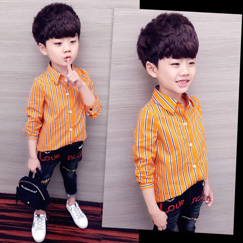 2020 new boys' Long Sleeve Shirt Plush spring autumn winter children's versatile shirt baby Korean Cotton Floral