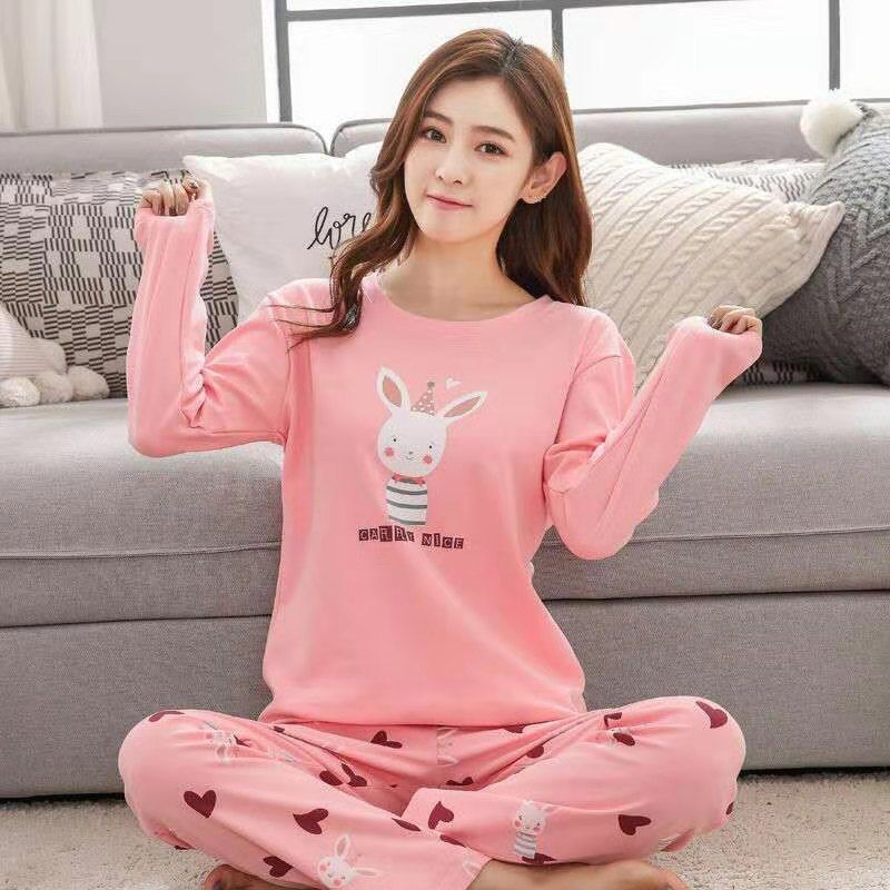 Long sleeve pajamas women's spring and autumn plus size pajamas women's summer and Korean Edition