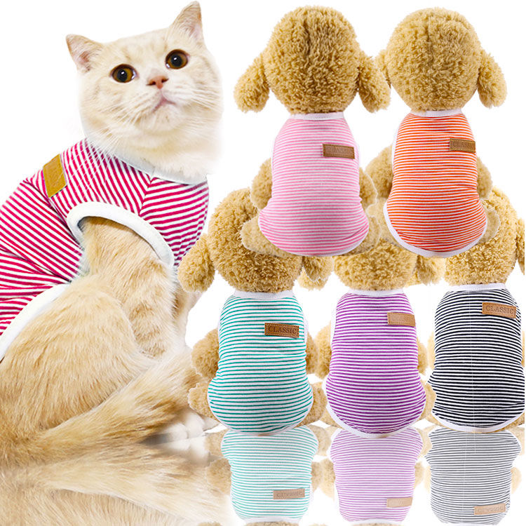 Pet vest cotton comfortable summer clothing striped shirt dog cat clothing teddy bear pet clothing