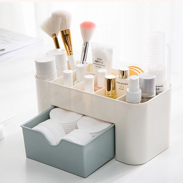 桌面化妆品收纳盒塑料小号储存箱家用多功能首饰化妆盒抽屉梳妆盒