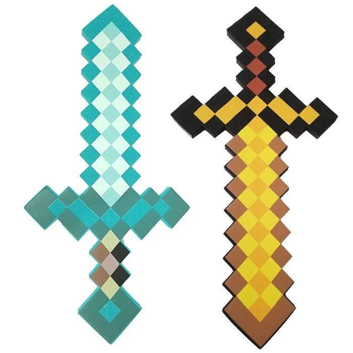 Minecraft我的世界游戏周边钻石剑玩具泡沫剑镐武器火炬道具模型 虎窝拼