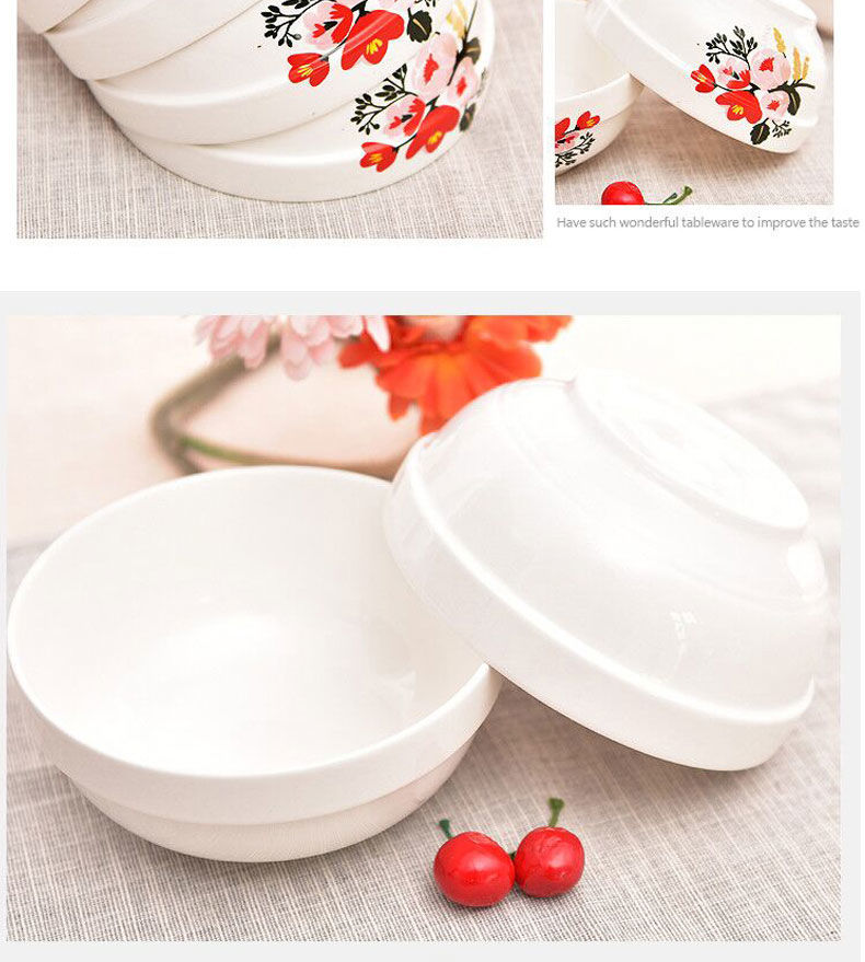 4个装面碗6英寸家用面碗菜碗汤碗餐具套装中式陶瓷碗可微波ZZX