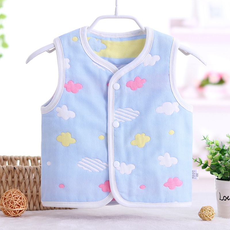 Baby vest spring and autumn baby shoulder Jacket Boys and girls newborn vest thin cotton gauze vest 0-3 years old